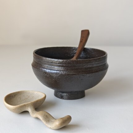诺裔家 日式器 丸玲制陶志野烧天目釉乌铁侘寂风格质朴和风矮脚钵