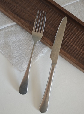 诺裔家 日式器 复古做旧锻打青芳工艺304不锈钢金属哑光餐具刀叉