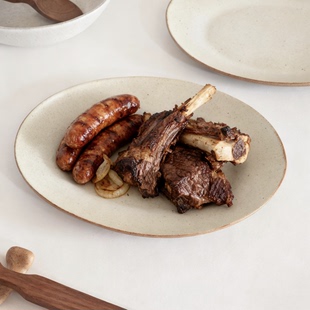 诺裔家 日式器 松川制陶高温烧窑侘寂风格河蚌形状椭圆盘麦黄釉色