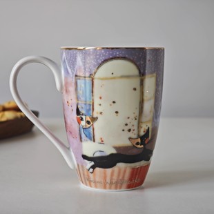 诺裔家 德器 Goebel高宝电镀金满花阿拉伯童话月亮猫马克杯Buong