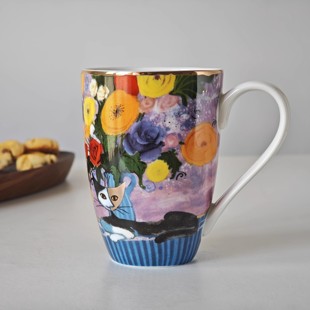 诺裔家 德器 Goebel高宝电镀金满花阿拉伯童话月亮猫马克杯Innam