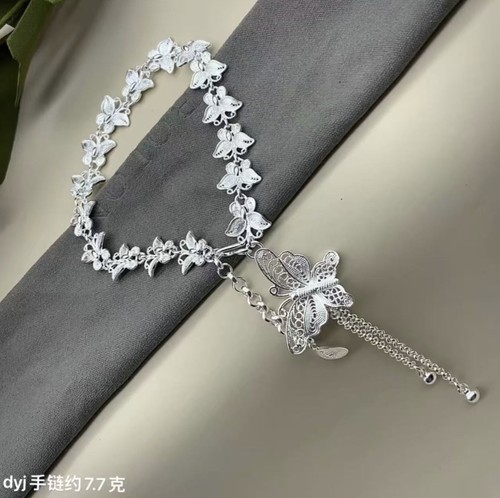 999足银新中式蝴蝶流苏手链