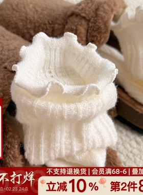 冬日麻花~日系加厚木耳边袜子女秋冬羊毛加绒花边保暖堆堆袜中筒