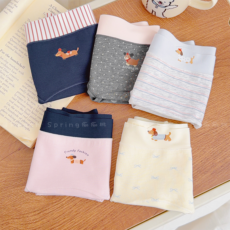 「下饭小狗酱」复古可爱印花纯棉包臀少女中腰内裤加长裆三角不勒,女士内衣/男士内衣/家居服,女三角裤,淘宝优惠券,粉丝福利购,淘宝优惠卷