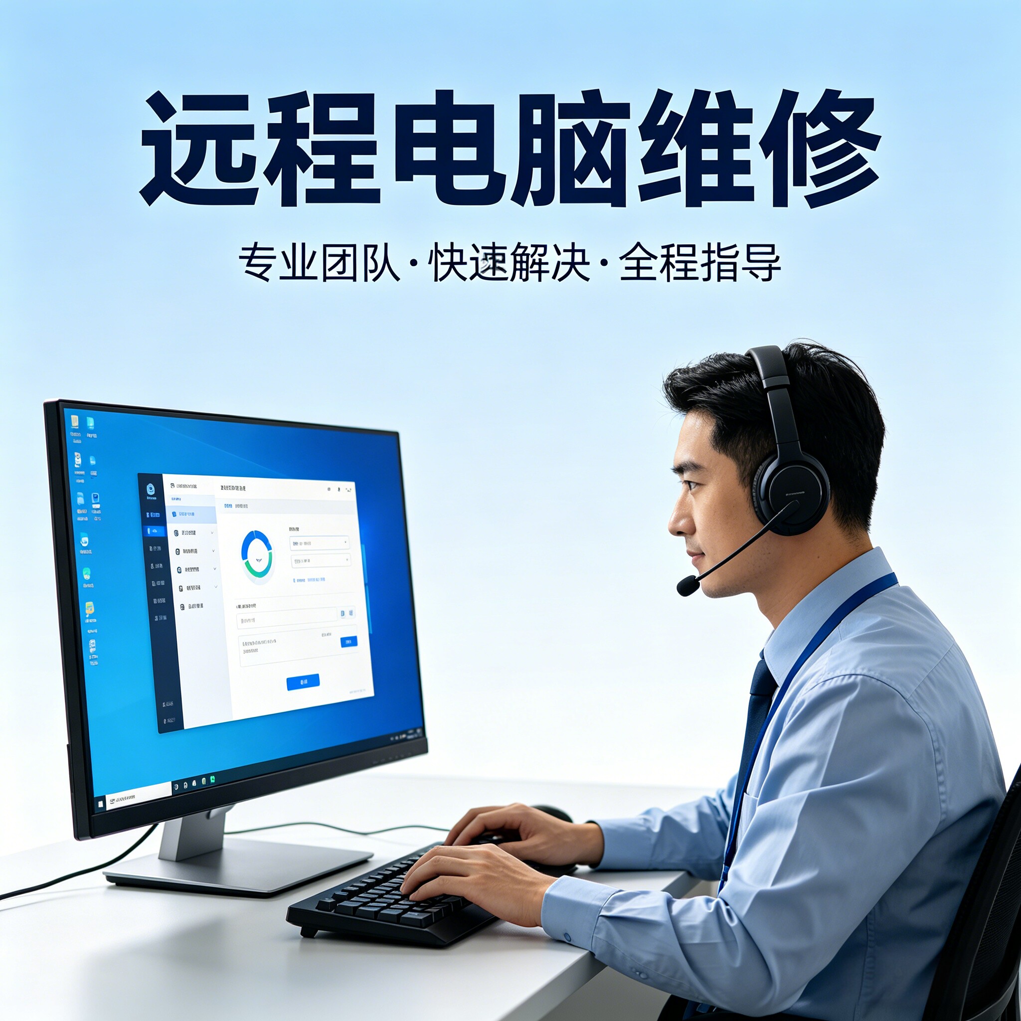 电脑远程维修在线解决系统故障驱动安装软件问题