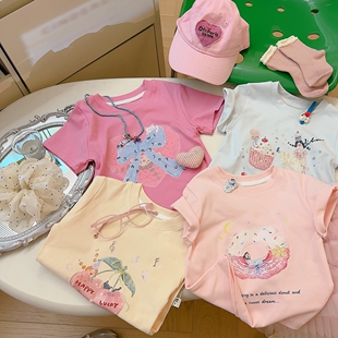 韩系百搭短袖 女童2026夏季 T恤DDT211 甜心棉T