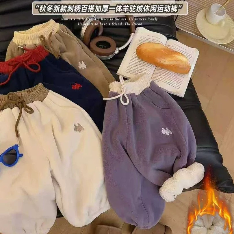 加绒加厚韩系刺绣小狗羊绒女童卫裤2025冬新款保暖裤子,童装/婴儿装/亲子装,裤子,淘宝优惠券,粉丝福利购,淘宝优惠卷