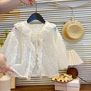 HHkids女童防晒衣夏季 儿童洋气时髦蕾丝连帽外套BWT272 2026新款