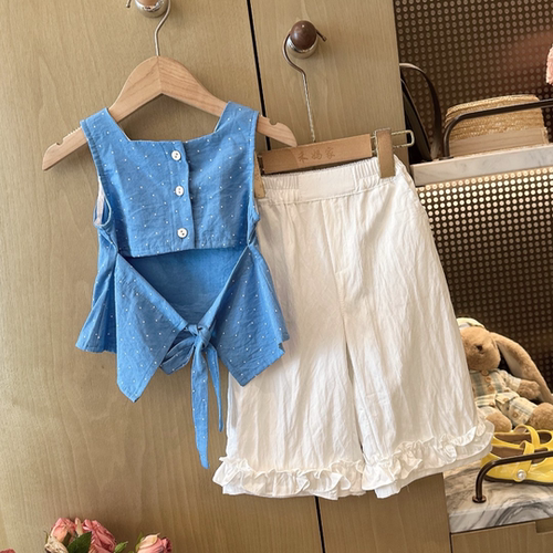HHkids女童韩版套装露背新款洋气儿童无袖宝宝夏季两件套HTZ299