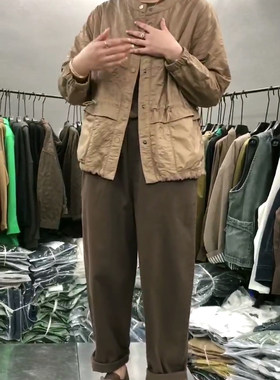 韩版短外套水洗棉百搭薄款抽带潮