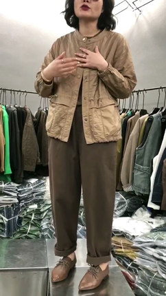 修身型短款收腰外套女春秋款风衣小个子长袖韩版免洗夹克棕色潮牌