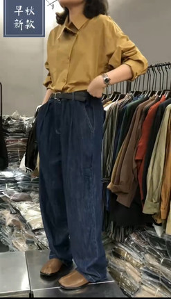 牛仔连体裤女2023年新款秋季时尚洋气薄款衬衫小个子直筒高腰长裤