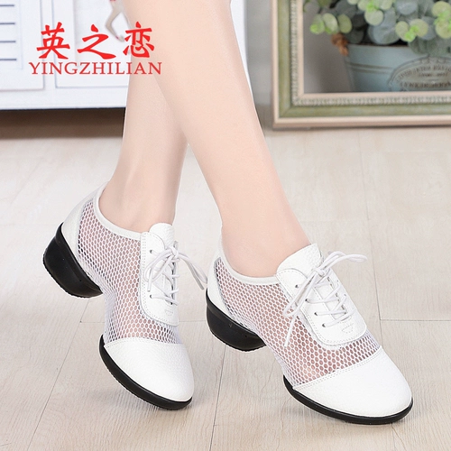 Летняя обувь, дышащие танцующие туфли, мягкая подошва, из натуральной кожи