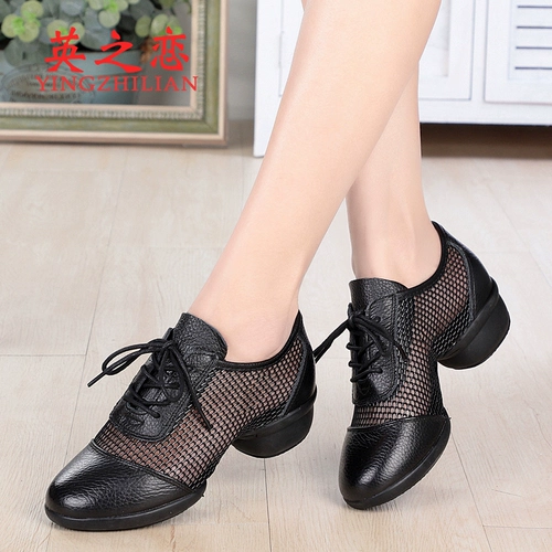 Летняя обувь, дышащие танцующие туфли, мягкая подошва, из натуральной кожи