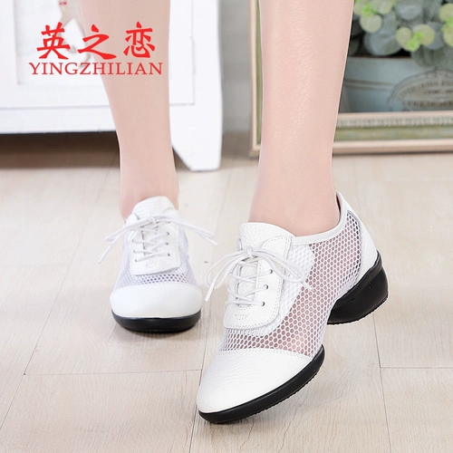 Летняя обувь, дышащие танцующие туфли, мягкая подошва, из натуральной кожи