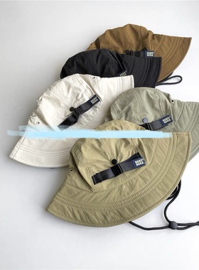 日系高品质新款NABE潮牌百搭渔夫帽子女街头韩版塔扣显脸小盆帽男