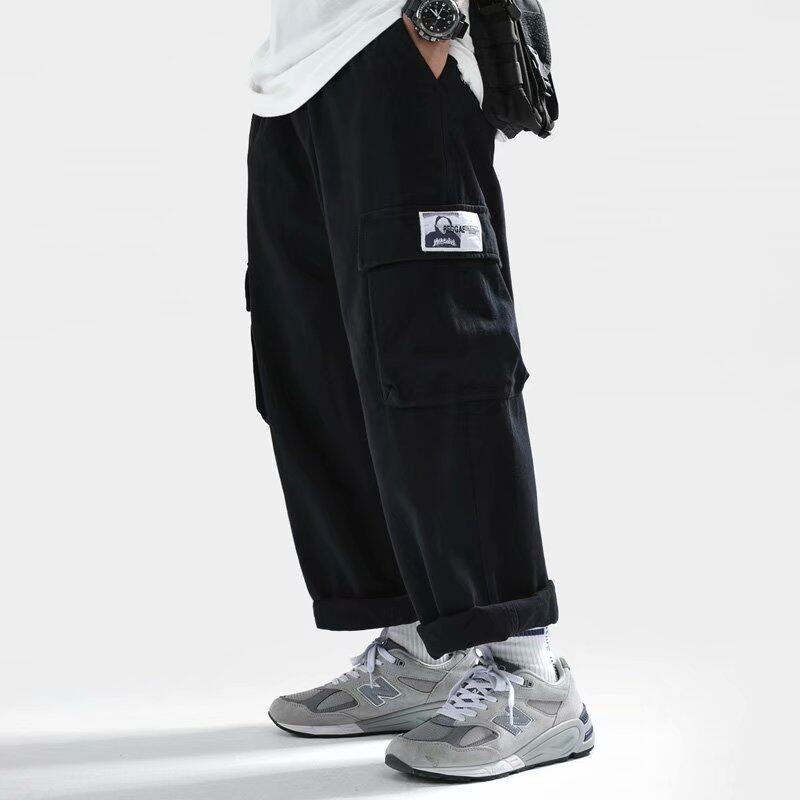 SHAWN YUE 일본 유행 브랜드 루즈 캐주얼 작업복 바지 남성 봄 가을 스트레이트 팬츠 9점 대형 뚱뚱한 남자 퓨어 코튼