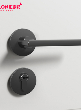汇泰龙门锁室内卧室北欧黑色分体卫生间简约房门锁静音实木门锁具