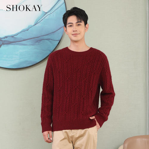 SHOKAY绣嘉100%牦牛绒男毛衣