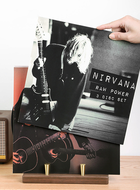 黑胶唱片展示架CD唱片收纳架子放架子LP黑胶桌面陈列支架实木黄铜