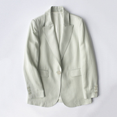 Ryanj春夏亚麻西装 薄荷绿日本小众设计醋酸西装 直筒宽松雅痞中性