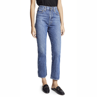 boyfriend欧美风 高腰九分水洗蓝老爹裤 Ryanj洛杉矶小众经典 牛仔裤