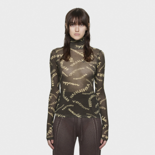 紧身衣通勤 薄款 Ryanj小众设计感打底T恤字母印花打底衫 高领打底衫