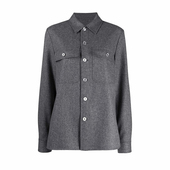 Ryanj小众设计感羊毛呢衬衫 外套灰色中性bf冷淡风厚衬衫 通勤黑色