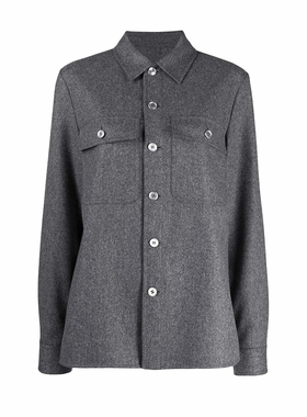 Ryanj小众设计感羊毛呢衬衫外套灰色中性bf冷淡风厚衬衫通勤黑色