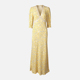 Ryanj法式 浪漫长裙度假连衣裙黄色小碎花大v领蕾丝领收腰修身 雏菊
