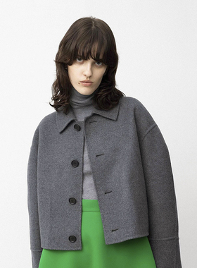 【小箱型短款大衣】韩国小众设计感大衣羊毛羊绒大衣短款灰色香风