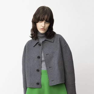 【小箱型短款大衣】韩国小众设计感大衣羊毛羊绒大衣短款灰色香风