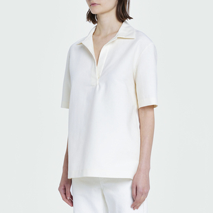 小众设计感白T恤polo领T恤简约风宽松挺括POLO 美式 品质感打底