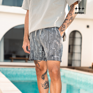 SOFRSH牛仔短裤美式复古潮流水洗五分做旧破坏工艺宽松春新款