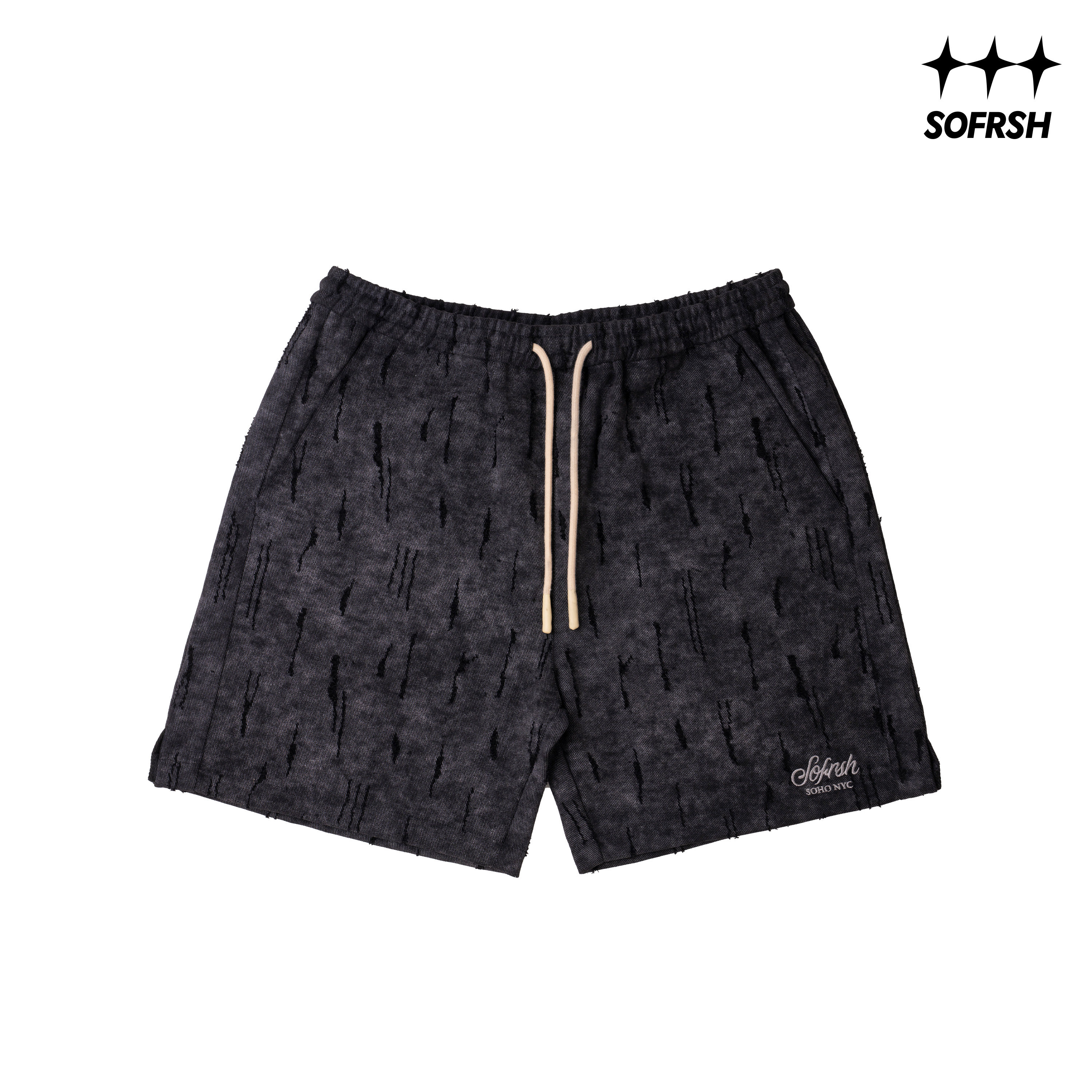 SOFRSH牛仔短裤男美式复古水洗做旧宽松休闲五分裤夏2026新款