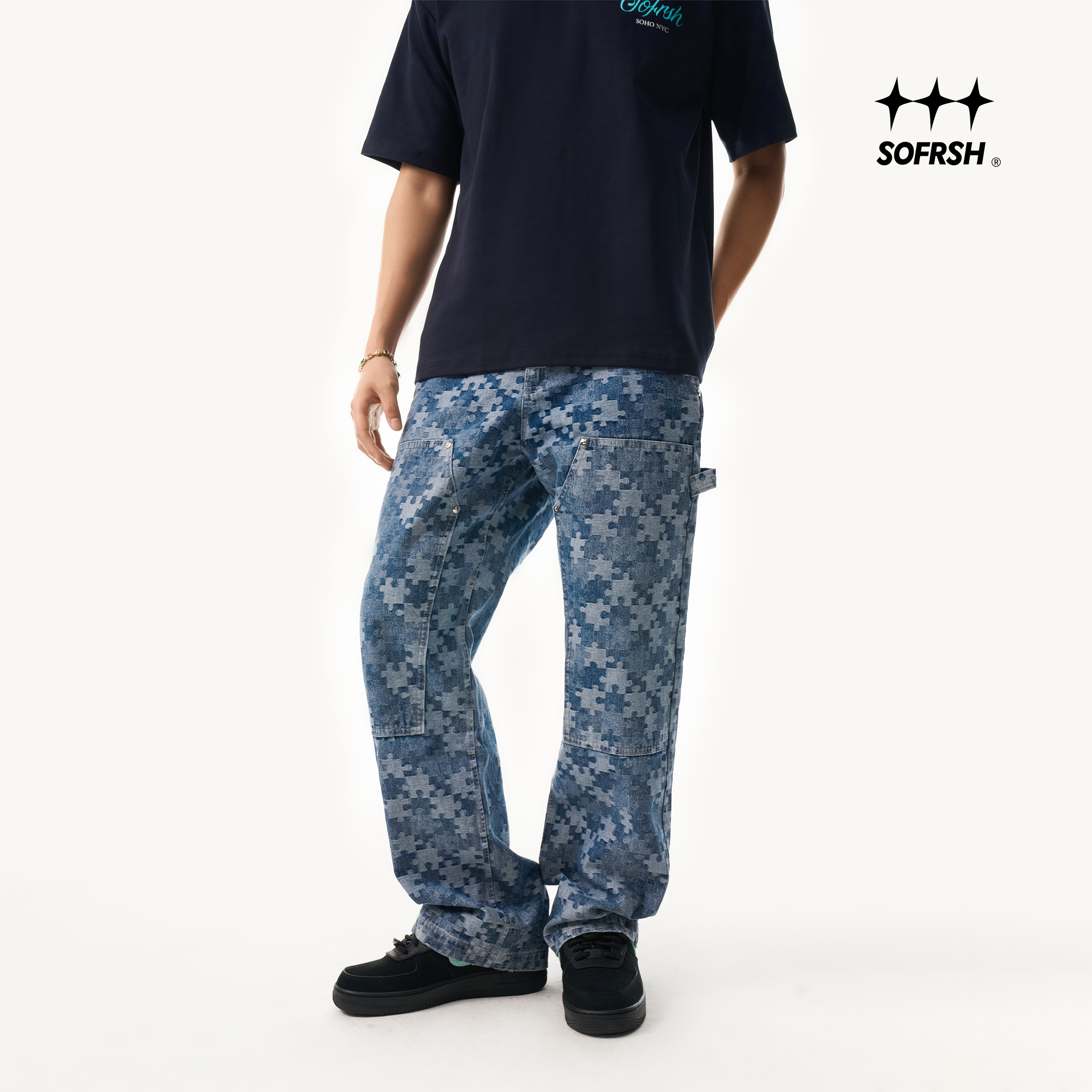 SOFRSH美式牛仔双膝伐木工装裤