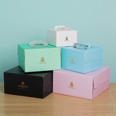 14寸高档方形蛋糕盒 送金托 纯色手提蛋糕盒西点盒