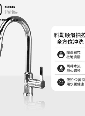 科勒厨房龙头水槽抽拉式洗菜盆龙头家用厨盆伸缩冷热水龙头21366T