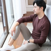 Mùa thu và mùa đông áo len cashmere mới nam cổ tròn áo len dày thanh niên màu rắn lỏng áo len kinh doanh giản dị - Áo len Cashmere