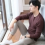 Mùa thu và mùa đông áo len cashmere mới nam cổ tròn áo len dày thanh niên màu rắn lỏng áo len kinh doanh giản dị - Áo len Cashmere shop áo khoác nam