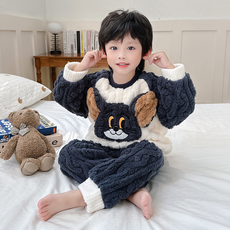 儿童珊瑚绒睡衣居服套装
