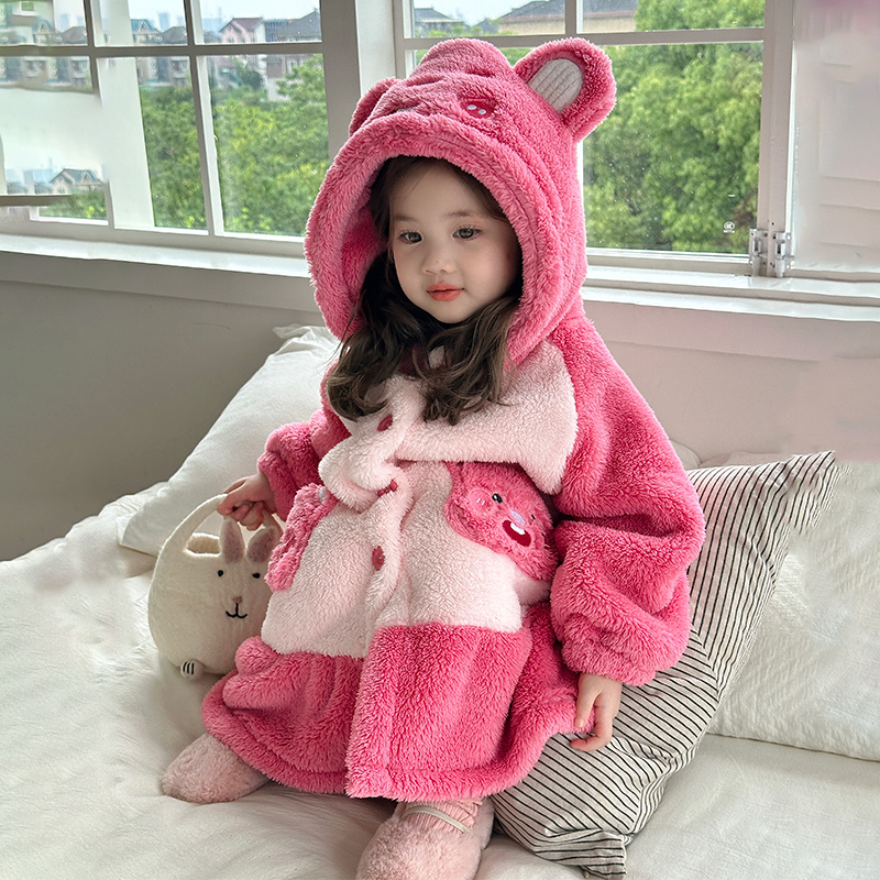 女童睡袍珊瑚绒家居服秋冬款