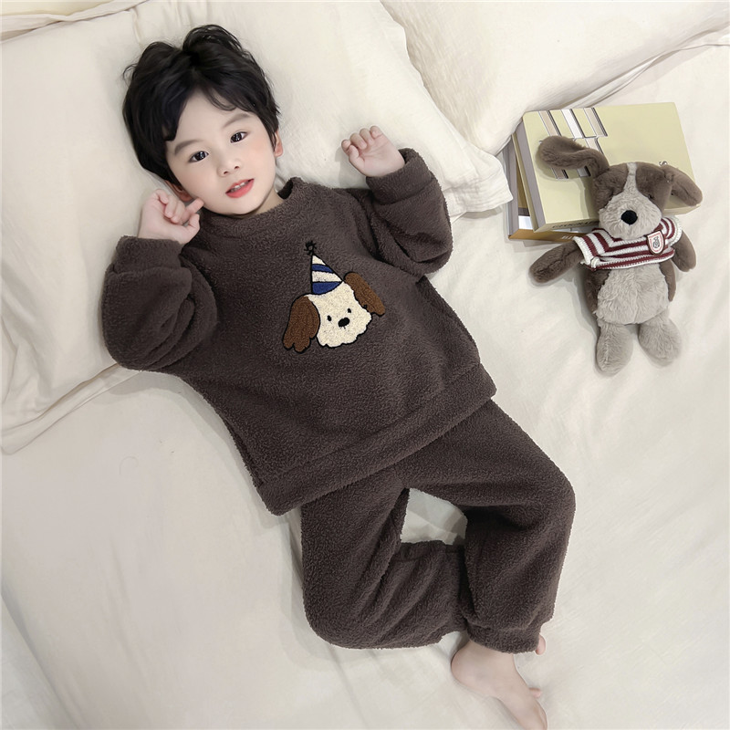 男童睡衣套装秋冬季2025新款保暖