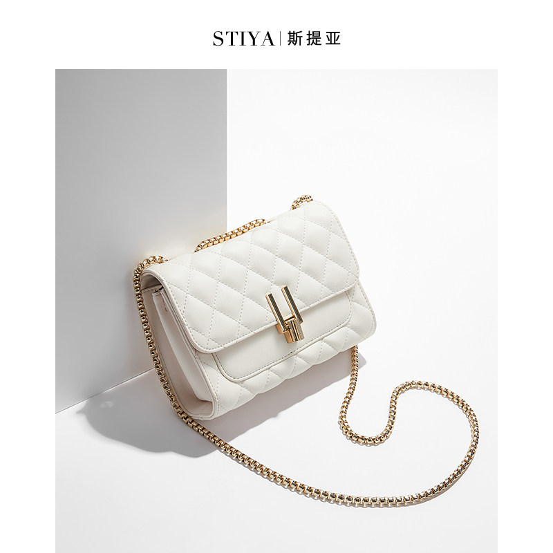 小ck包包2020新款百搭时尚小香风菱格链条包真皮女包单肩斜挎包潮