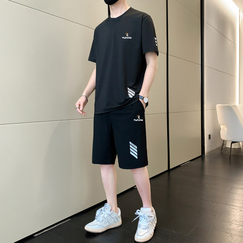 啄木鸟冰丝运动套装男士一套搭配