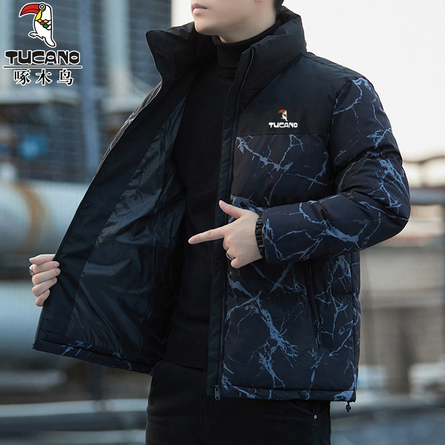 啄木鸟羽绒棉服男士2025新款外套