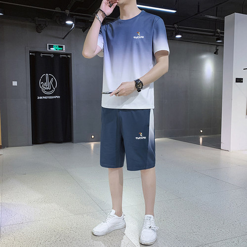 啄木鸟冰丝运动套装男士跑步健身