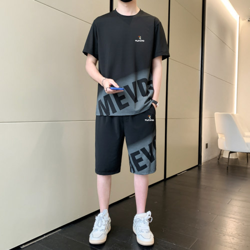 啄木鸟冰丝运动套装男士一套搭配