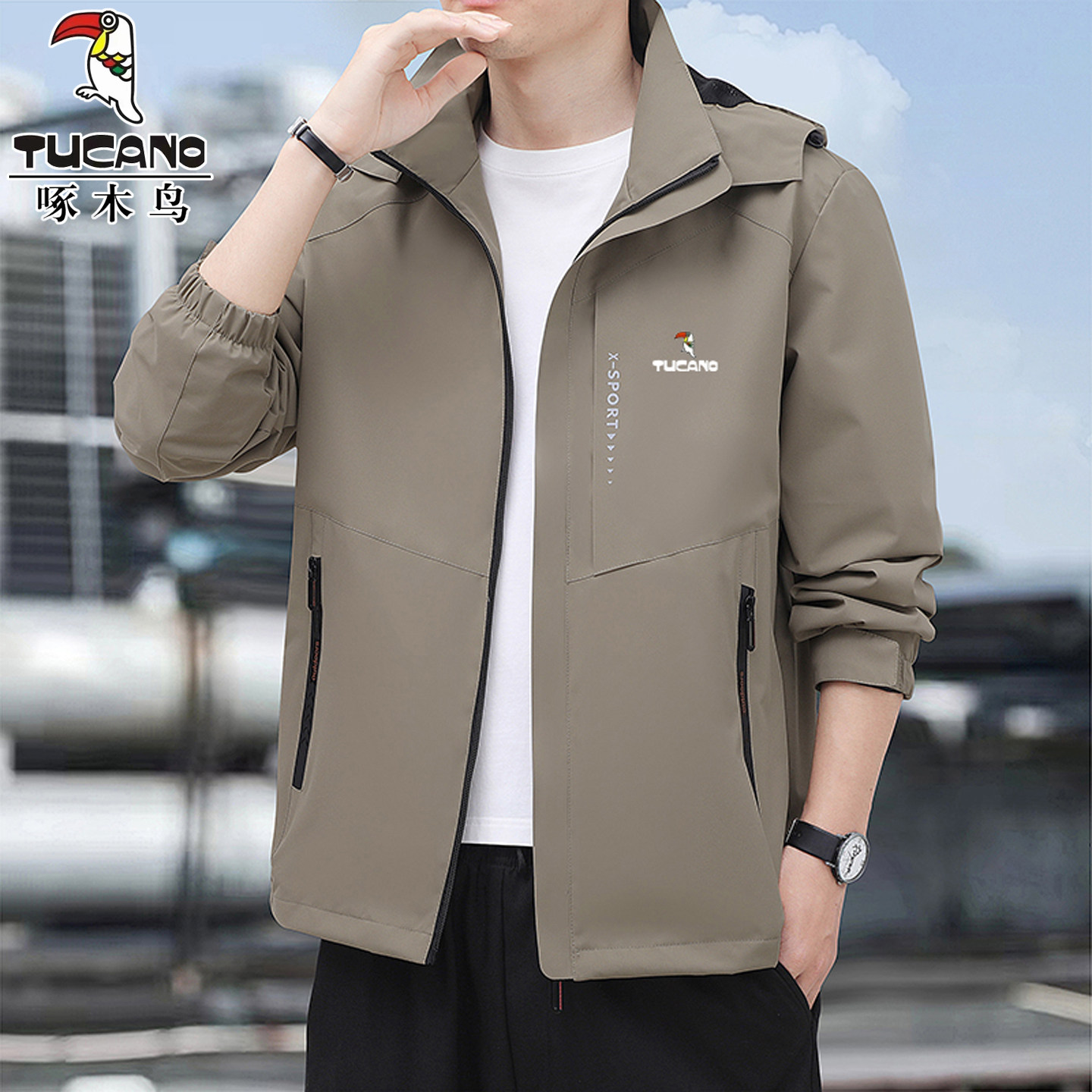 啄木鸟男士夹克外套春秋季2025新款大码户外登山服秋装冲锋衣上衣