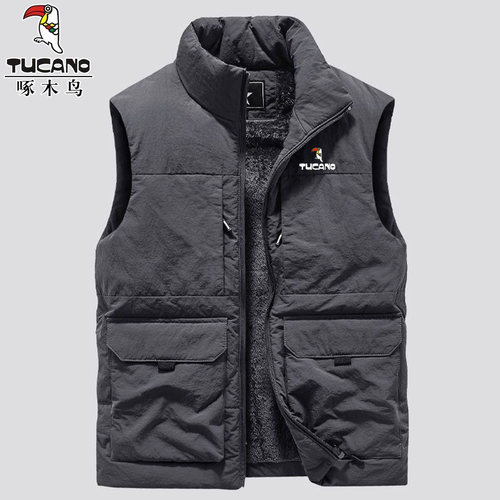 啄木鸟马甲男加绒保暖羊羔绒背心